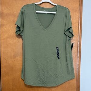 Torrid Olive V-Neck Short Sleeve Tee